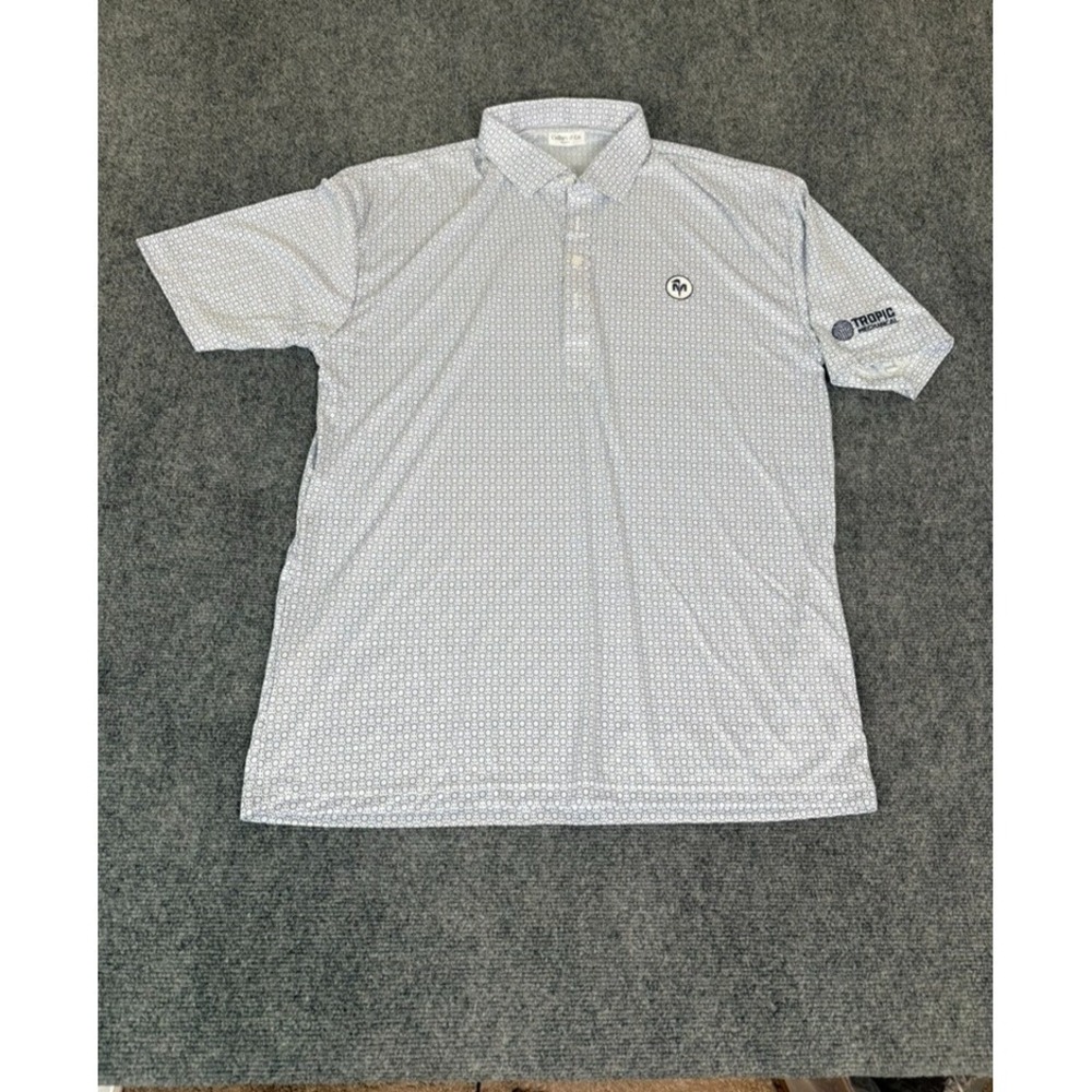 Collars & Co Polo Shirt Mens Black White Geometric Polyester Size 2XL With Logo